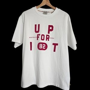 Scotch & Soda White T-Shirt with Red Print, Small